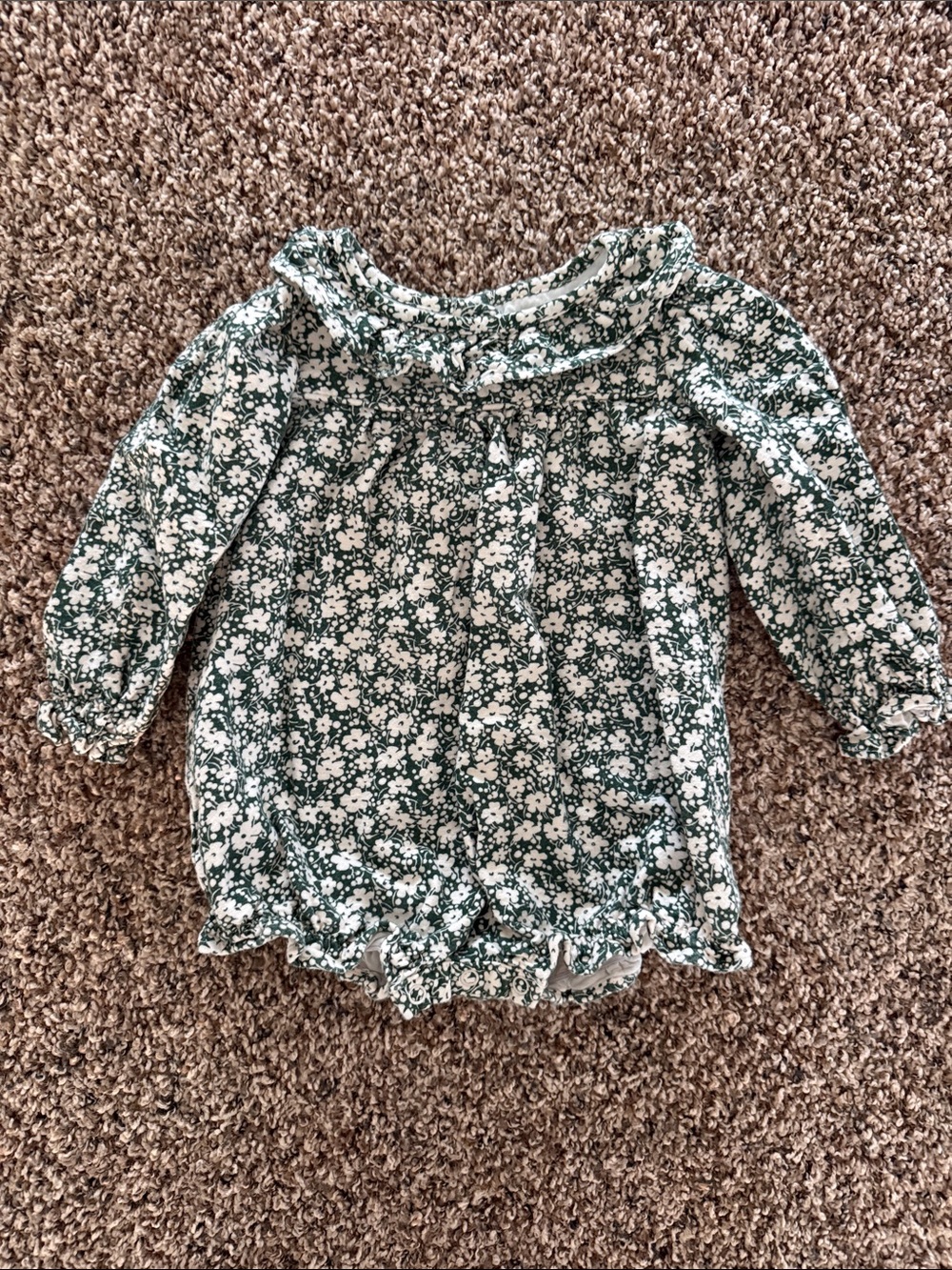 Smockingbird Green Floral Long Sleeve Bubble- Size 12mos.